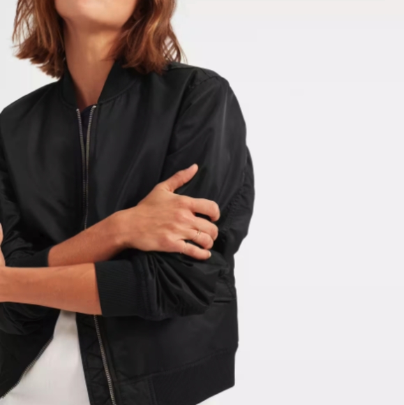 Everlane Black Bomber Jacket ⚪ SZ S - Picture 3 of 6